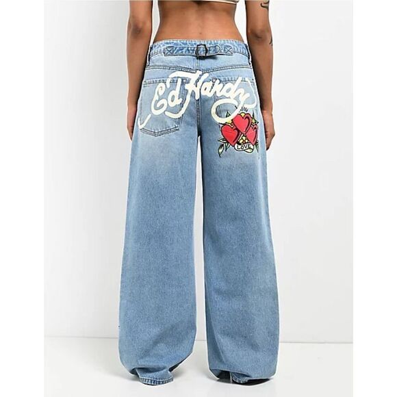 Ed Hardy Dagger Heart Retro Light Flare Jeans NWT size 32 - Picture 2 of 11